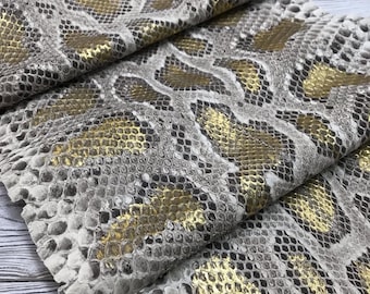 Genuine Python Leather Skin | Unbleached Gray Gradation Gold Back Skin Hide | Whole Snake Hide for Handcraft