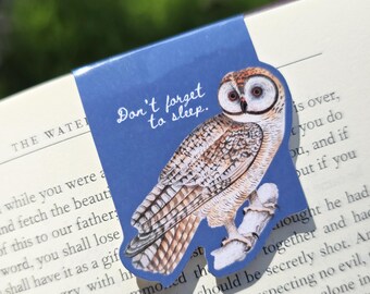 Go to Sleep Owl Vintage Art Magnetic Bookmark