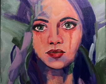 Original Acrylic Portrait Storytelling in Art "Eve Expelled from the Garden"