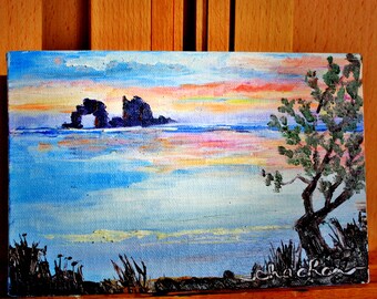 Rockaway Beach at High Tide Original Oil Painting