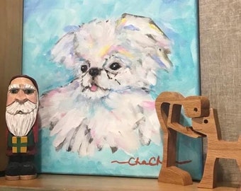 Dog Portrait in Acrylic Original Handpainted to order, from your photo