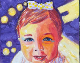 Baby’s first birthday portrait in Acrylic