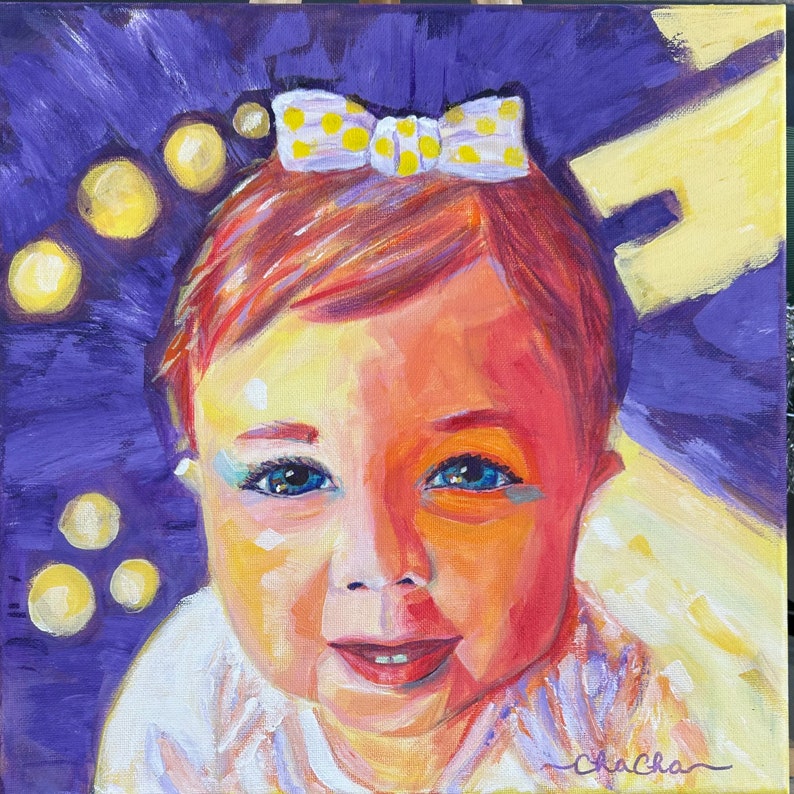 Babys first birthday portrait in Acrylic image 1