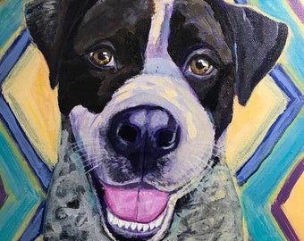 Dog Portrait in Acrylic Original Handpainted