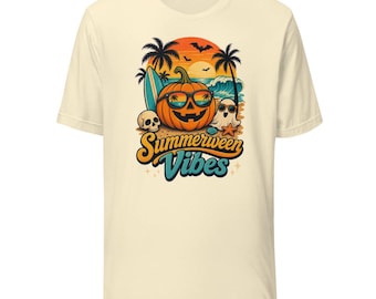 Summerween Vibes T-Shirt, Pumpkin Beach Halloween Tee