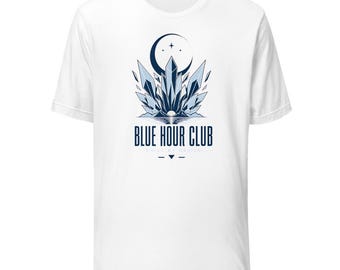 Blue Hour Club Graphic T-Shirt, Minimal Icy Blue Design, Unisex Bella + Canvas 3001