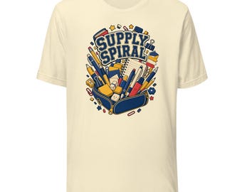 Supply Spiral Back-to-School T-Shirt, School Supplies Graphic Tee