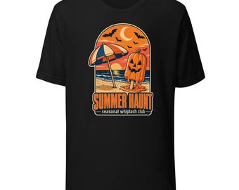 Summer Haunt Halloween Beach T-Shirt, Retro Summerween Popsicle Jack-o'-Lantern Tee