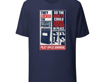 School Phone Policy T-Shirt, Funny Screen Time Satire for Teachers, Parents and Older Students