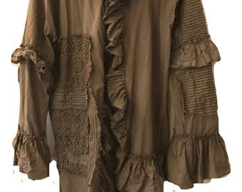 Lilac festival Coat plus size regular grunge boho hippy hippie duster long jacket patches vintage crochet stripes long jacket RitaNoTiara
