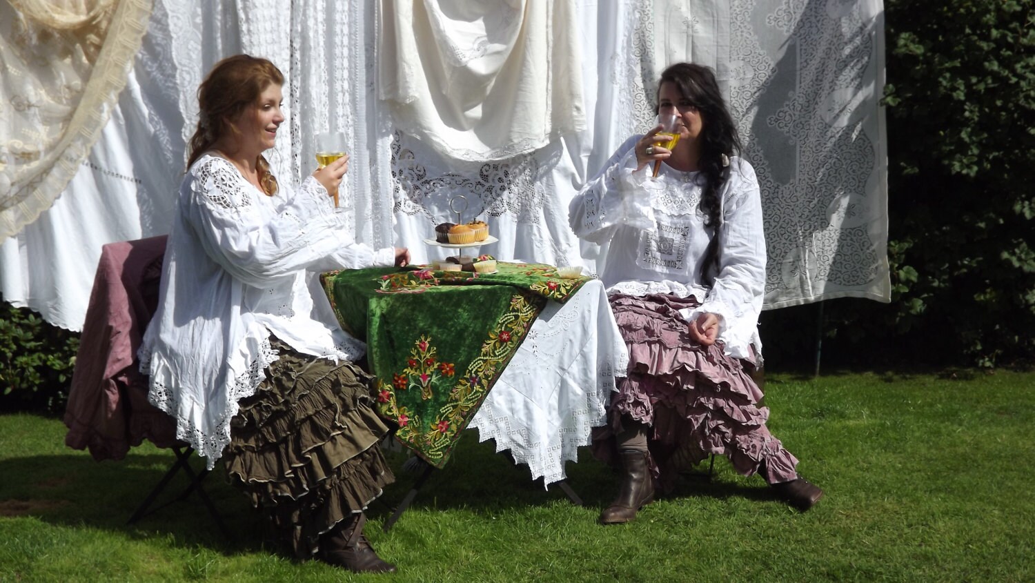 Image of Auth with Ritanotiara Magnolia Bow Coco Brown Bibi Asymmetric Skirt Osfm Quirky Prairie Boho Artisan Lagenlook Made in England Hand Dyed