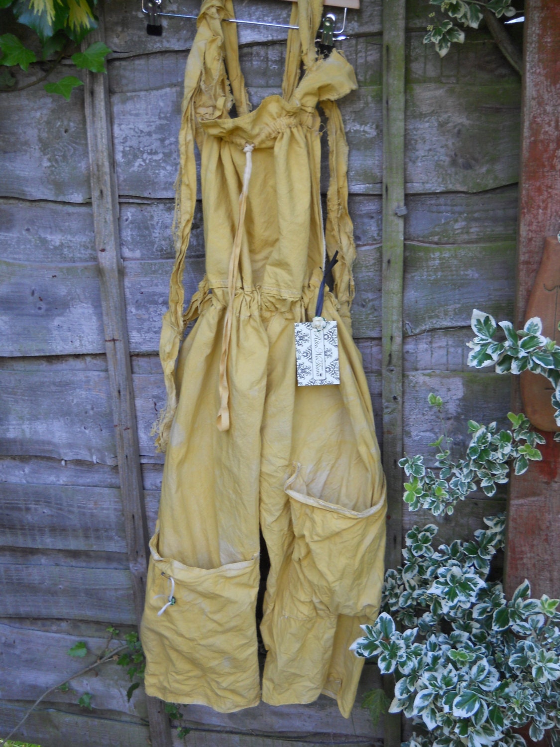 Image of Dungarees Cotton Grunge Overalls Jumper Osfa Festival Hippie Prairie Rodeo Quirky Lagenlook Shabby Boho Chic Oversized Pockets