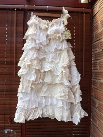 Image of Ivory Wedding Skirt Maxi Bridal Gypsy Osfa Plus Size Cotton Linen Silk Voile Festival Junkin Quirky Cowgirl Rodeo Made To Order Ritanotiara