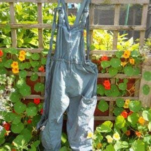 Image of Linen Grunge Grey Overalls Dungarees Ritanotiara Osfa Festival Hippie Prairie Quirky Lagenlook Shabby Boho Chic Oversized Pockets