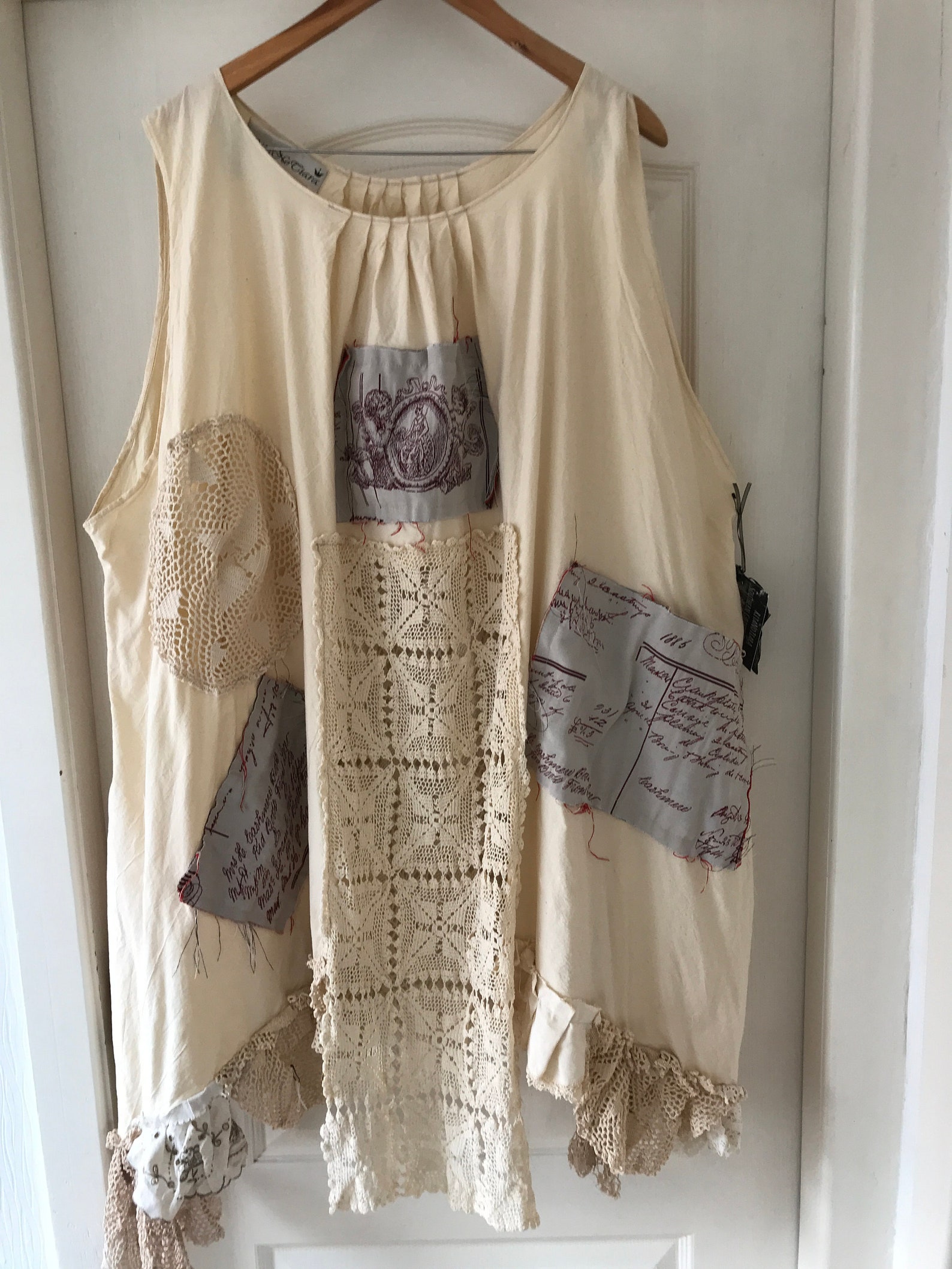Cream Cotton Dress One Size Fits All Plus vintage crochet Etsy