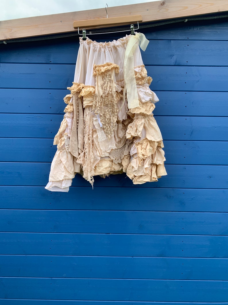 Boho Skirt Festival Skirt Free Size Skirt Cream Vintage Etsy