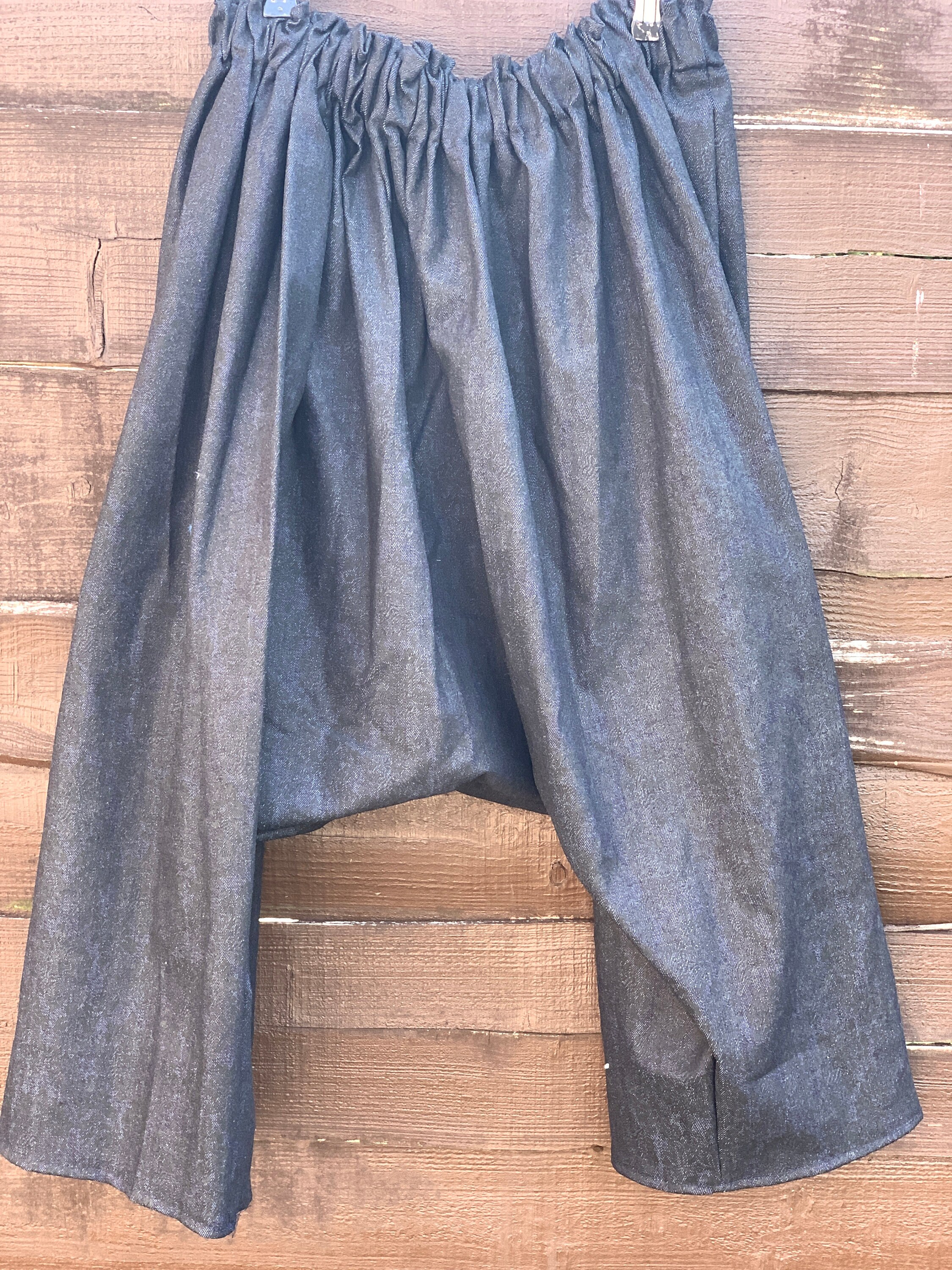 Image of Harem Pants, Denim Drop Crotch F/S O/S, Garcon Pants Baggy Ready To Ship Last Pair Ritanotiara