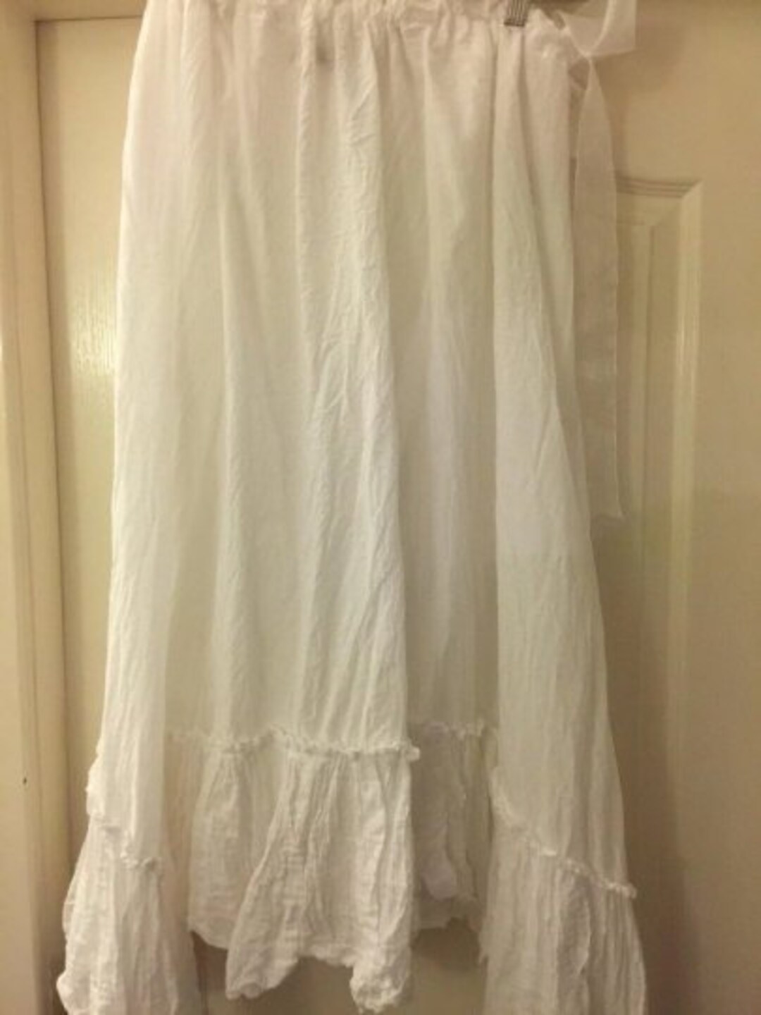 Free Size Cotton Ivory Petticoat Skirt Victorian Maxi Gypsy Boho ...