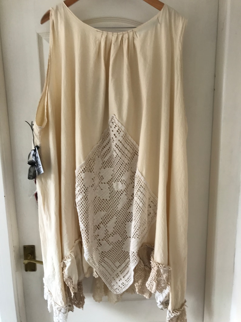 Cream Cotton Dress One Size Fits All Plus vintage crochet Etsy