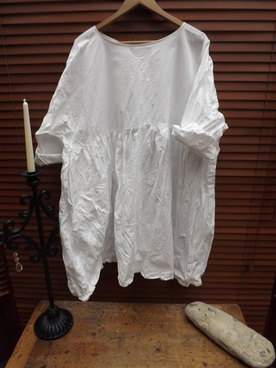 Pure Cotton Top Empire Line Dress Boho Prairie White Smock | Etsy