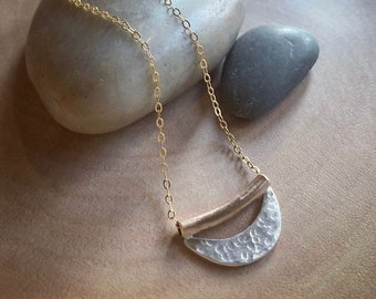 Luna Pendant, Moon necklace, gold & silver necklace