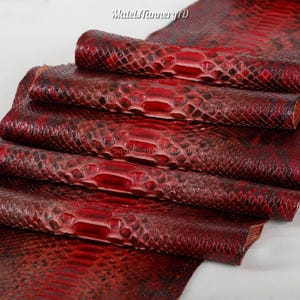 Real Unbleached Red Reticulated Python Hide | Glossy Belly Snake Skin | Whole Leather for Exotic Handcrafting