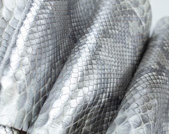 Metallic Silver Reticulated Snakeskin, Real Reptile Skin for Handcrafting