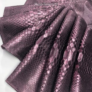 Real Bleached Deep Purple Reticulated Python Hide | Foil Belly Snake Skin | Whole Leather for Exotic Handcrafting