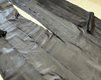 Real Unbleached Black Reticulated Python Hide | Matte Belly Snake Skin | Whole Leather for Exotic Handcrafting