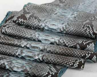 Real Unbleached Blue Reticulated Python Hide | Matte Belly Snake Skin | Whole Leather for Exotic Handcrafting