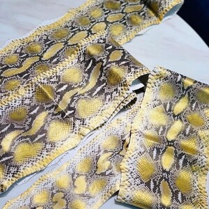 Real Snake Leather for Artisan Supplies, Gold Exotic Leather Ideal for Rare Fashion