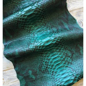 Genuine Snakeskin for Craftsman Project, Deep Teal Green Reptile Leather Ideal to Make Bags and Boots