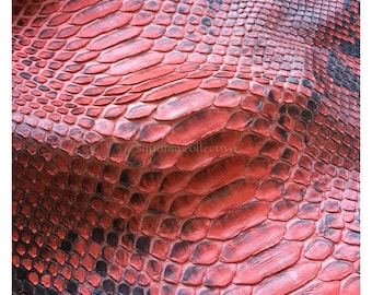 Real Unbleached Red Reticulated Python Hide | Matte Belly Snake Skin | Whole Leather for Exotic Handcrafting
