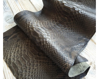 Real Unbleached Dark Brown Reticulated Python Hide | Matte Belly Snake Skin | Whole Leather for Exotic Handcrafting