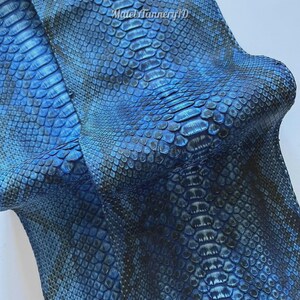 Real Unbleached Navy Blue Reticulated Python Hide | Washed Belly Snake Skin | Whole Leather for Exotic Handcrafting