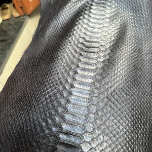 Real Unbleached Black Reticulated Python Hide | Matte Belly Snake Skin | Whole Leather for Exotic Handcrafting