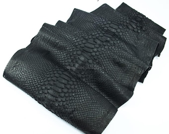 Obsidian Black Burmese Python Skin | Grade A Back Cut Snakeskin | Matte Finish Exotic Leather Hide | Traditional Hand Tanned Leather