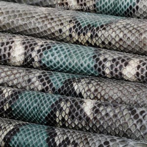 Emerald Teal Gray Snake Skin for Handmade Craft, Genuine Reptile Skin Ideal for Boutiques