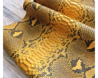 Real Unbleached Orange Reticulated Python Hide | Matte Belly Snake Skin | Whole Leather for Exotic Handcrafting