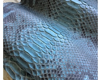 Real Unbleached Blue Reticulated Python Hide | Matte Belly Snake Skin | Whole Leather for Exotic Handcrafting