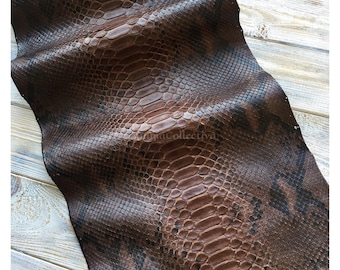 Real Unbleached Brown Reticulated Python Hide | Matte Belly Snake Skin | Whole Leather for Exotic Handcrafting