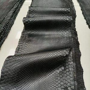 Real Unbleached Black Reticulated Python Hide | Matte Back Snake Skin | Whole Leather for Exotic Handcrafting