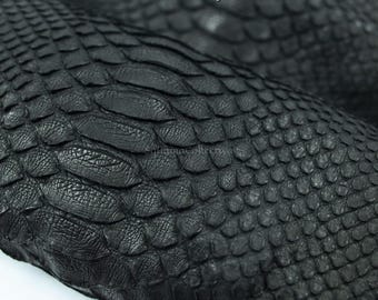 Genuine Black Burmese Python Leather Skin | Matte Belly Skin Snake Hide | Whole Exotic Leather for Wallets, Bags & Leather Craft