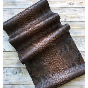 Dark Chocolate Brown Python Skin, Genuine Exotic Skin for Craftsman Project