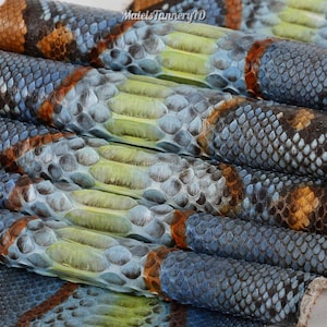 Blue Gray Python Leather for Handcrafting, Genuine Exotic Leather Ideal to Make Bags and Boots