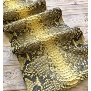 Real Unbleached Yellow Reticulated Python Hide | Matte Belly Snake Skin | Whole Leather for Exotic Handcrafting