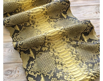 Real Unbleached Yellow Reticulated Python Hide | Matte Belly Snake Skin | Whole Leather for Exotic Handcrafting