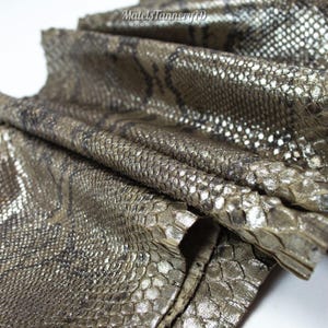 Bronze Olive Metallic Python Skin for Craftsman Project, Genuine Exotic Skin Ideal for Rare Fashion