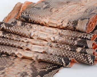 Real Unbleached Peach Reticulated Python Hide | Matte Belly Snake Skin | Whole Leather for Exotic Handcrafting
