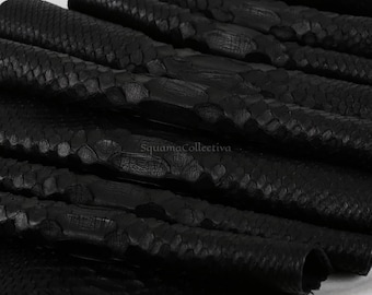 Real Unbleached Black Reticulated Python Hide | Matte Belly Snake Skin | Whole Leather for Exotic Handcrafting
